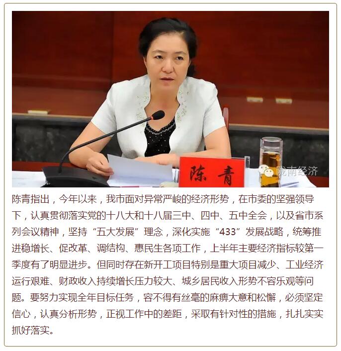 陳青在市政府全體會議上強調(diào)：緊盯一個目標抓好九大任務(wù)落實強化三項保障，確保全市經(jīng)濟社會持續(xù)快速發(fā)展